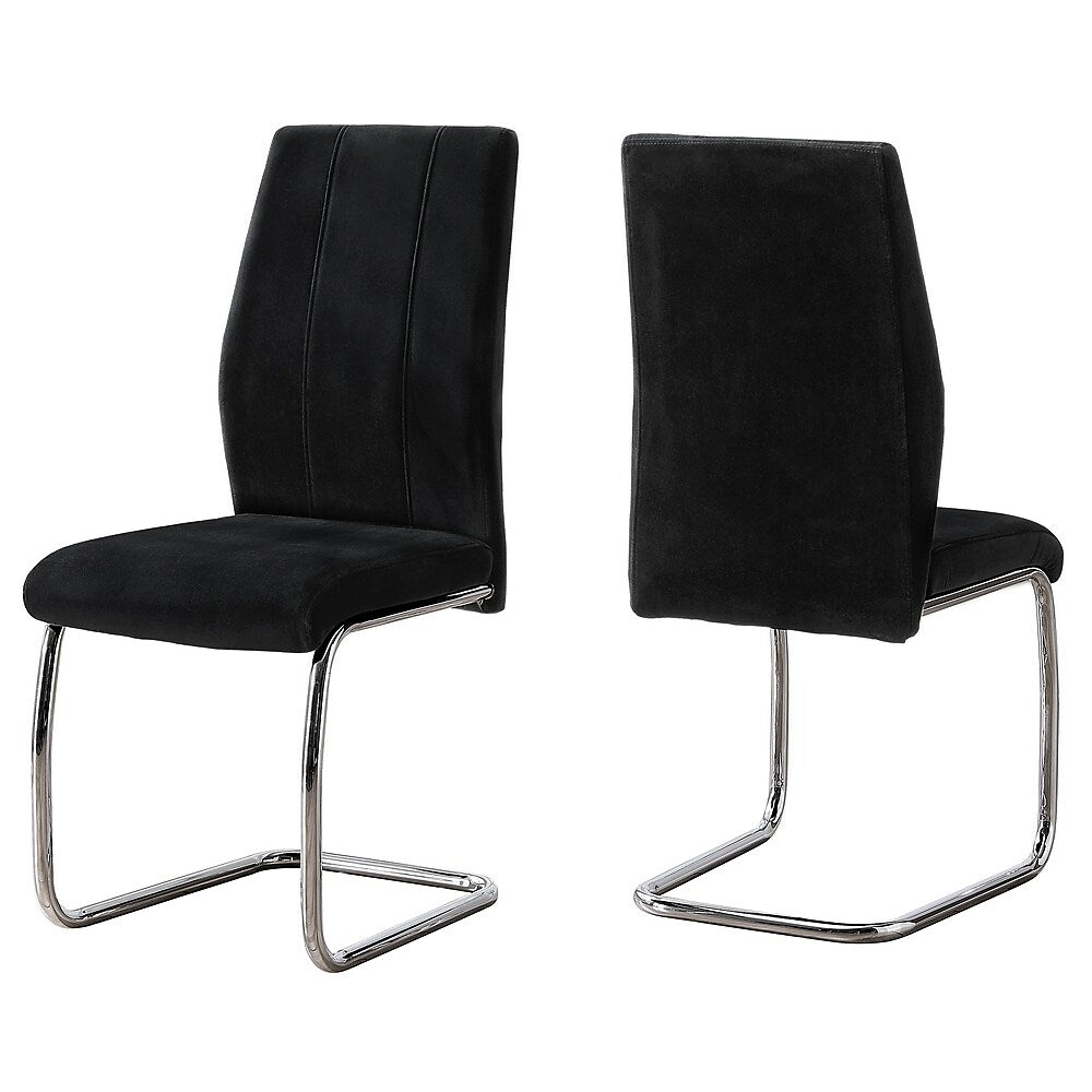 Image of Monarch Specialties - 1067 Dining Chair - Set of 2 - Side - Upholstered - Kitchen - Dining Room - Velvet - Metal - Black