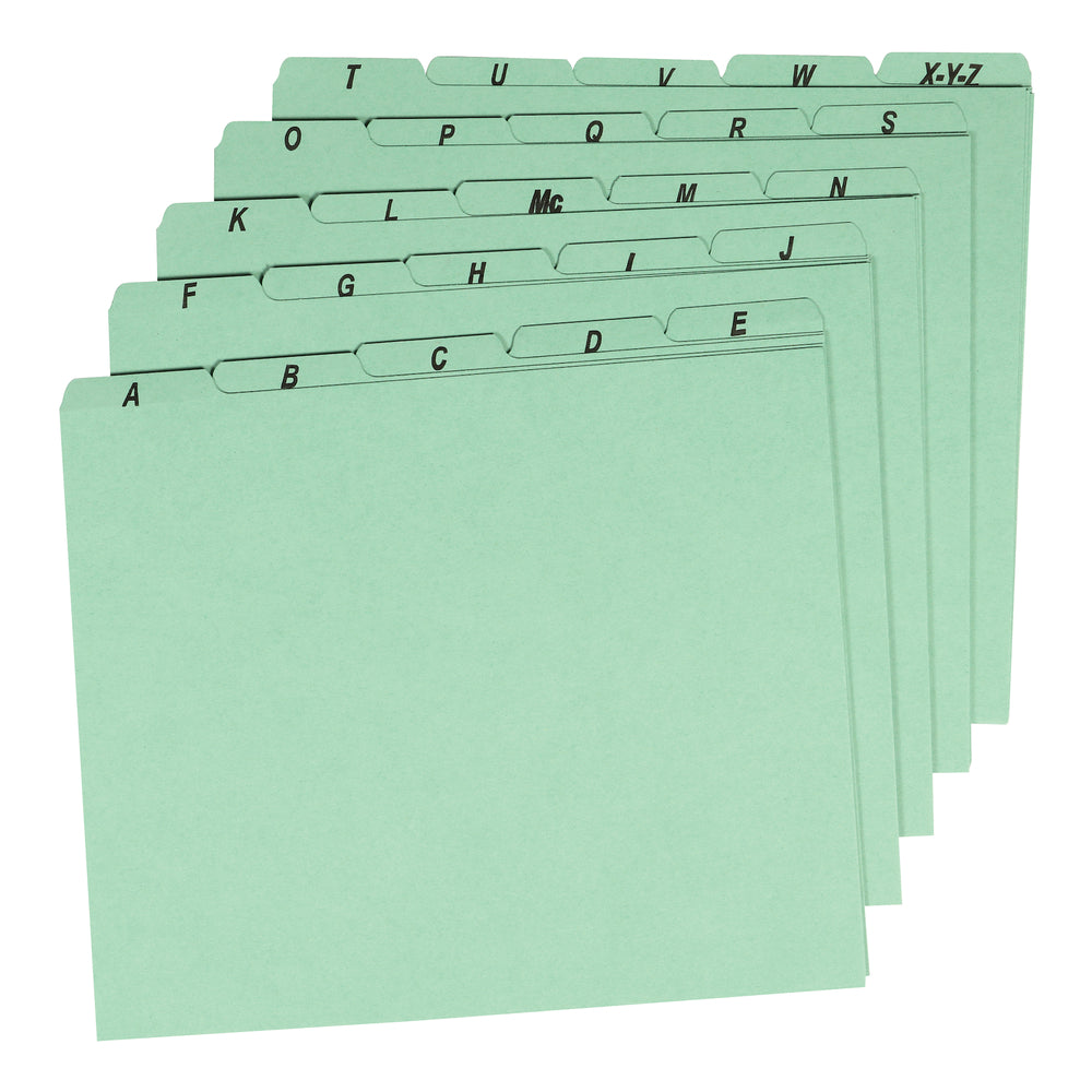 Image of Pendaflex Heavyweight Green Alphabetic File Guides - Letter Size - 25 Pack