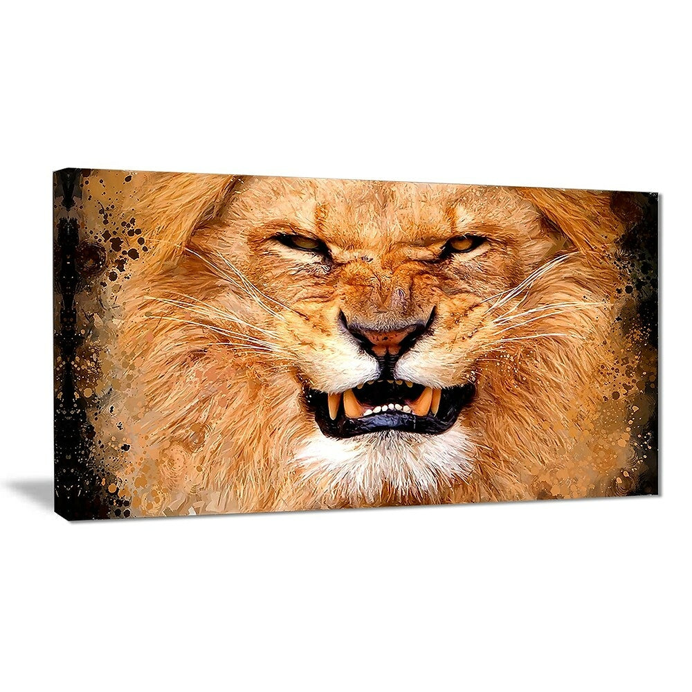 Image of Designart Angry Lion Canvas Art Print, 5 Panels, (PT2308-40-20)