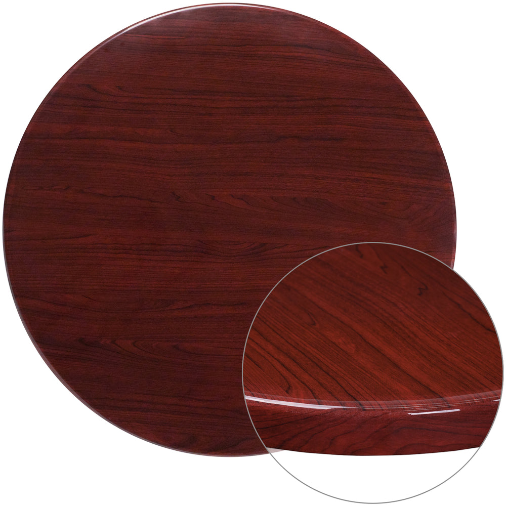 Image of Flash Furniture 36" Round High-Gloss Mahogany Resin Table Top with 2" Thick Drop-Lip