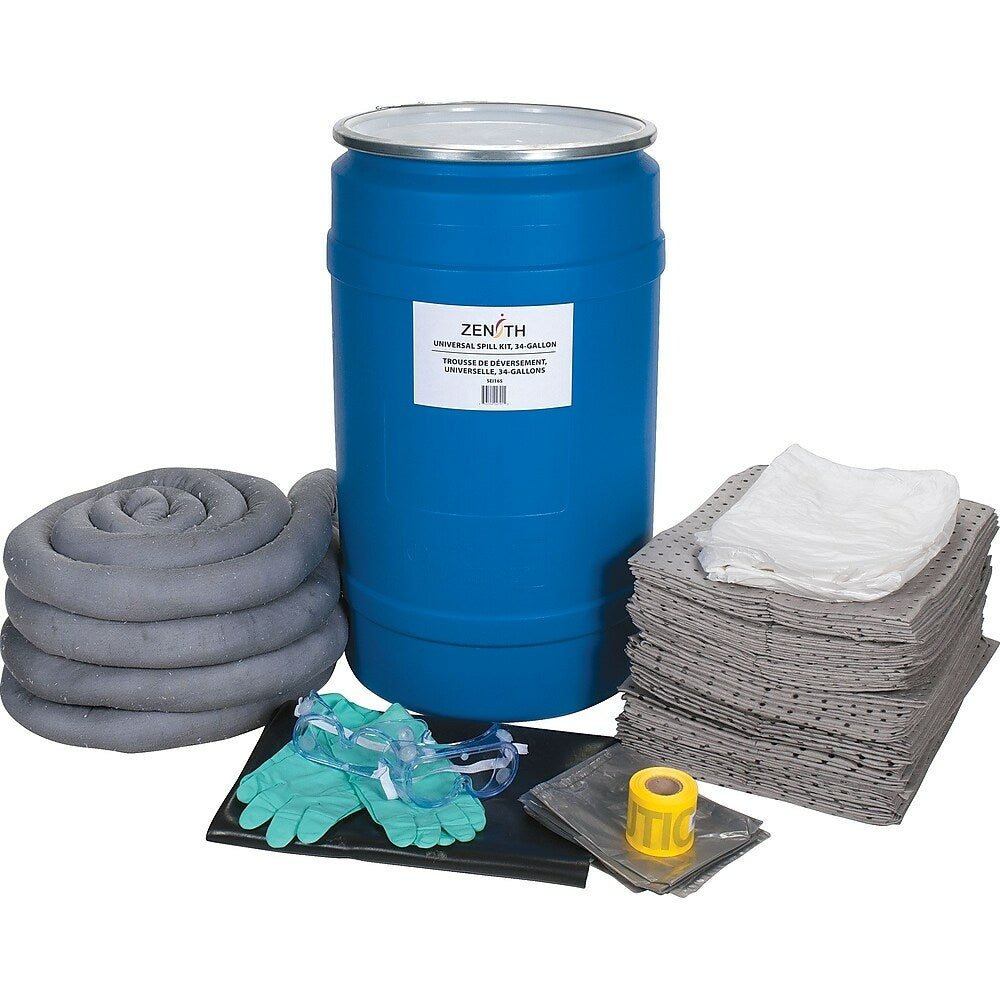 Image of Zenith Safety 30-Gallon Spill Kits, Universal, With Polyethylene Drum