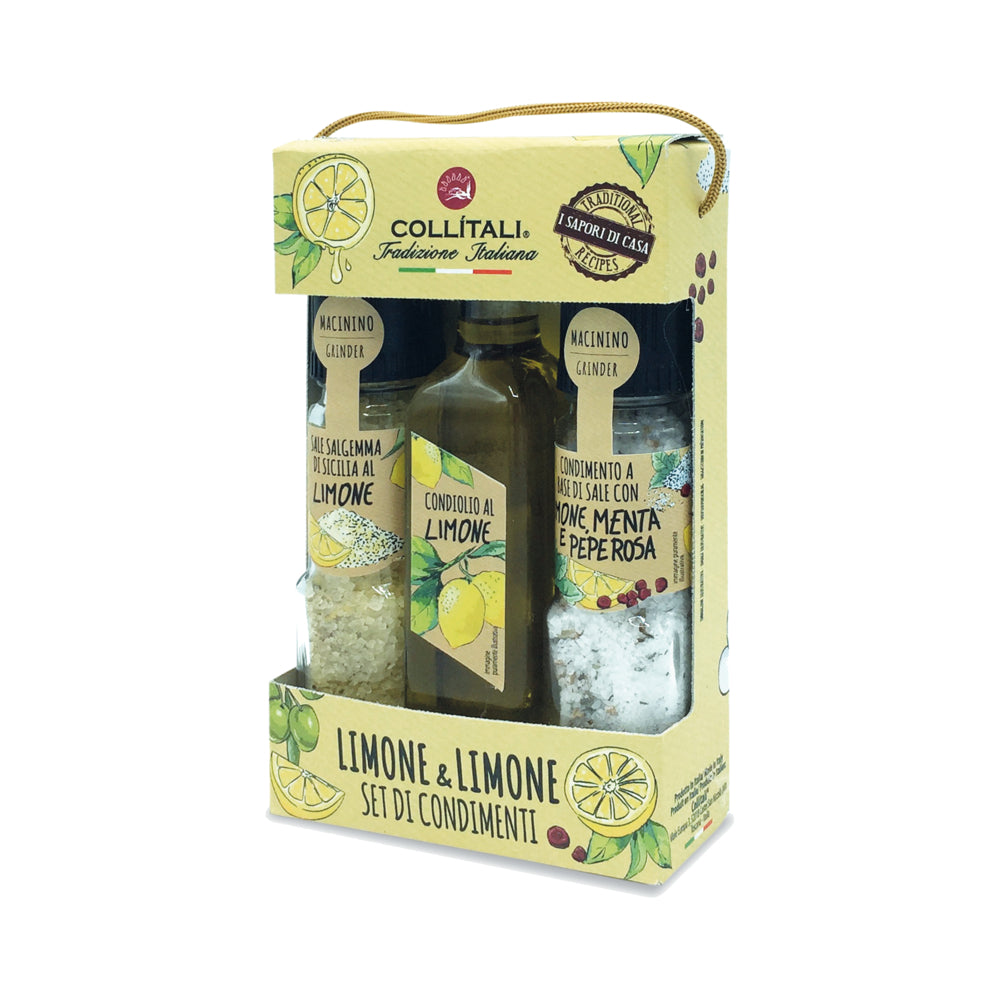 Image of Collitali Italian Infused Lemon Olive Oil - Lemon Salt and Lemon Herb Mix Gift Set