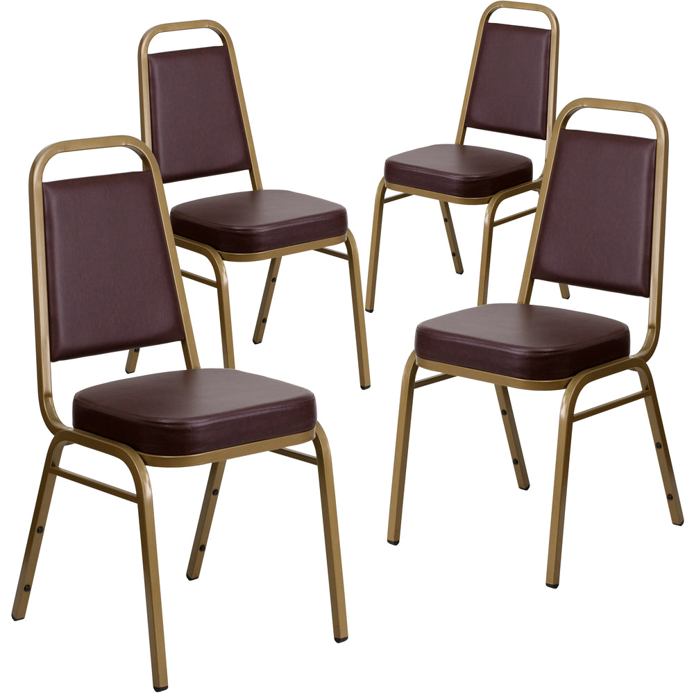 Image of Flash Furniture HERCULES Series Crown Back Stacking Banquet Chair in Brown - Copper Vein Frame - 4 Pack