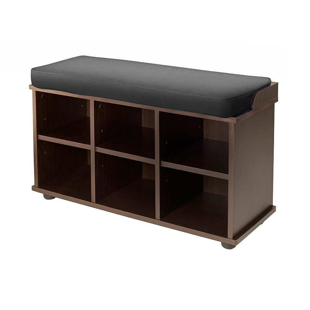 Image of Winsome Townsend Storage Bench with Black Cushion Seat, Espresso