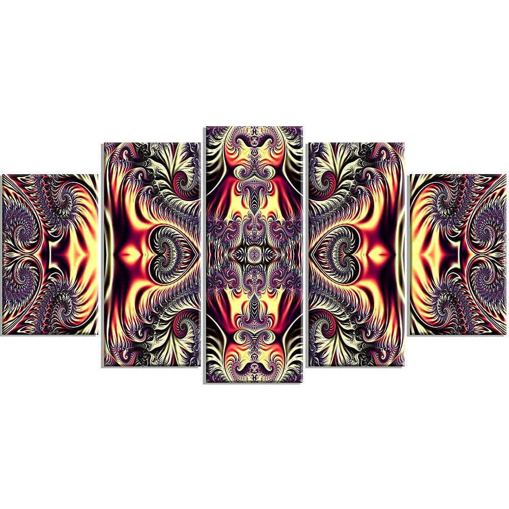 Image of Designart Brassy Abstract Flow 5-Panel Canvas Art Print, (PT3086-373)