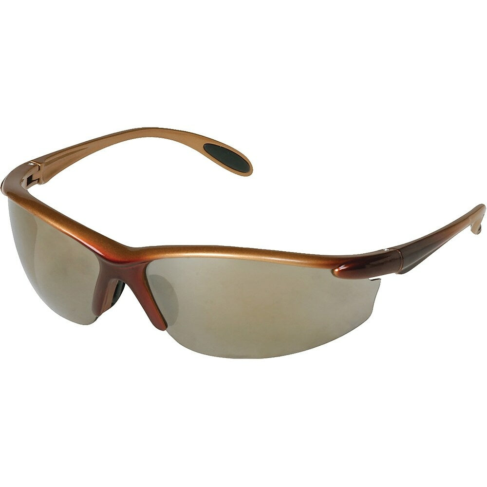 Image of Dentec Catalina Safety Glasses, Brown Metallic Frame with Paddle Temples, Gold Mirror Lens, 12 Pack