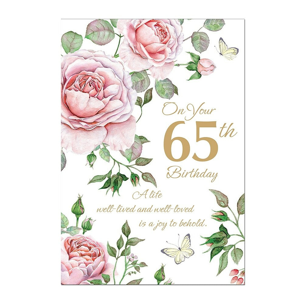 Cartes De Souhaits Anniversaire De 65 Ans Fleurs Roses Paquet D Www Bureauengros Com