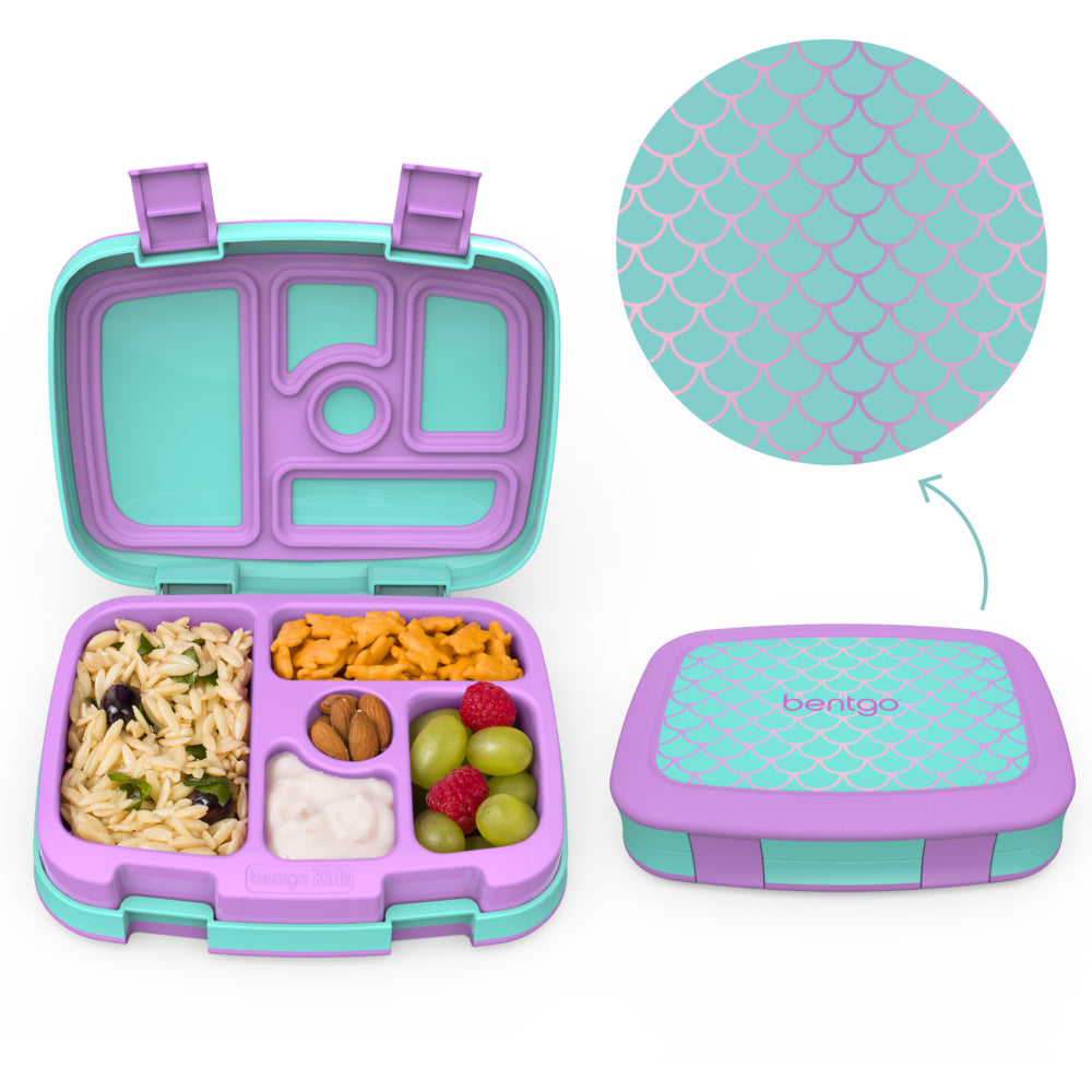 Image of Bentgo Kids Prints 5-Compartment Lunch Box - Mermaid Scales, Aqua