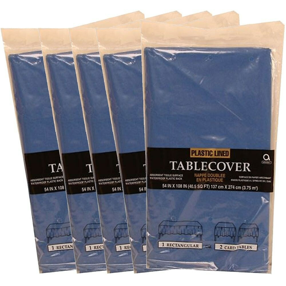 Image of JAM Paper Paper Table Covers, Blue Table Cloths, 5 Pack