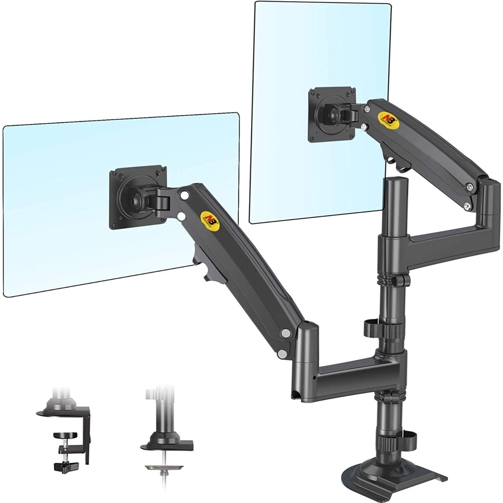 Image of North Bayou H180 Dual Monitor Full Motion Mount Up To 2 X 22"-32" - Black