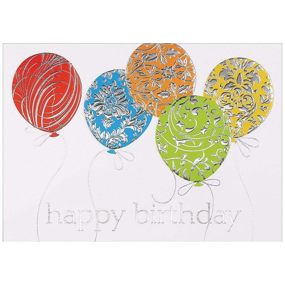 Image of JAM Paper Blank Birthday Cards Set, Birthday Balloons, 25/Pack (526M0424WB)