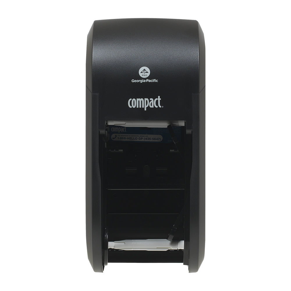 Image of Georgia-Pacific Compact 2-Roll Vertical Coreless Toilet Paper Dispenser - Black