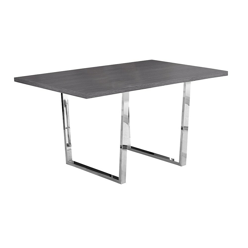 Image of Monarch Specialties - 1120 Dining Table - 60" Rectangular - Kitchen - Dining Room - Metal - Laminate - Grey - Chrome