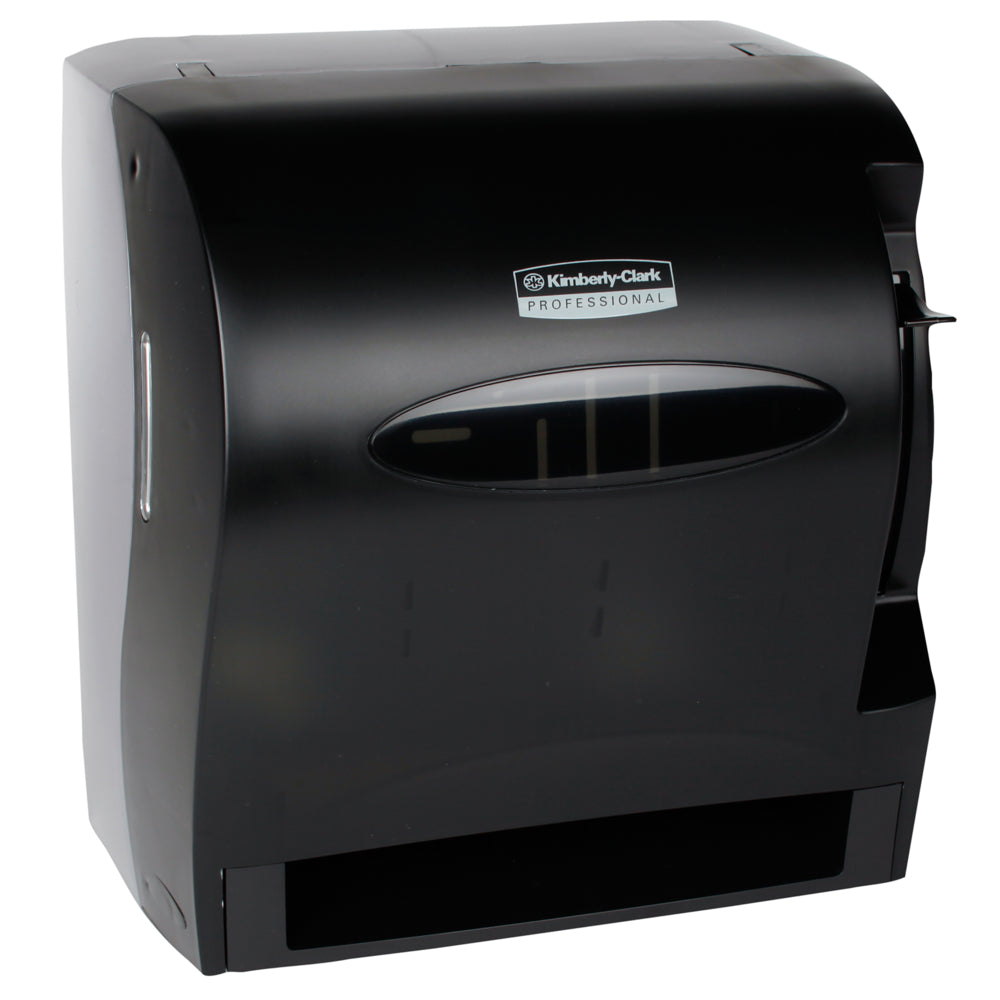 Image of Kimberly-Clark Professional LEV-R-MATIC Manual Hard Roll Towel Dispenser - for 1.5" Core Roll Towels - 11.75 x 13.75" x 9.25" - Black