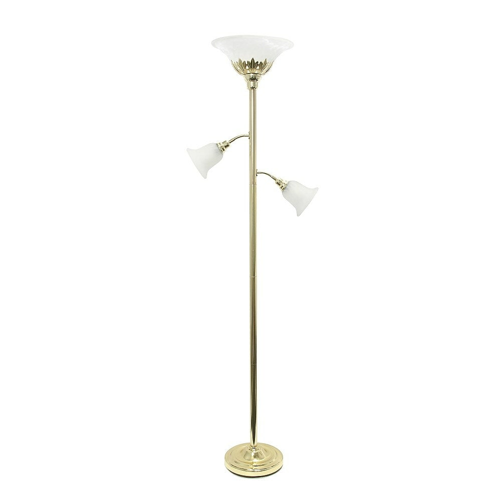 Image of Elegant Designs Floor Lamp with Scalloped Glass Shades, Gold (LF2002-GLD)