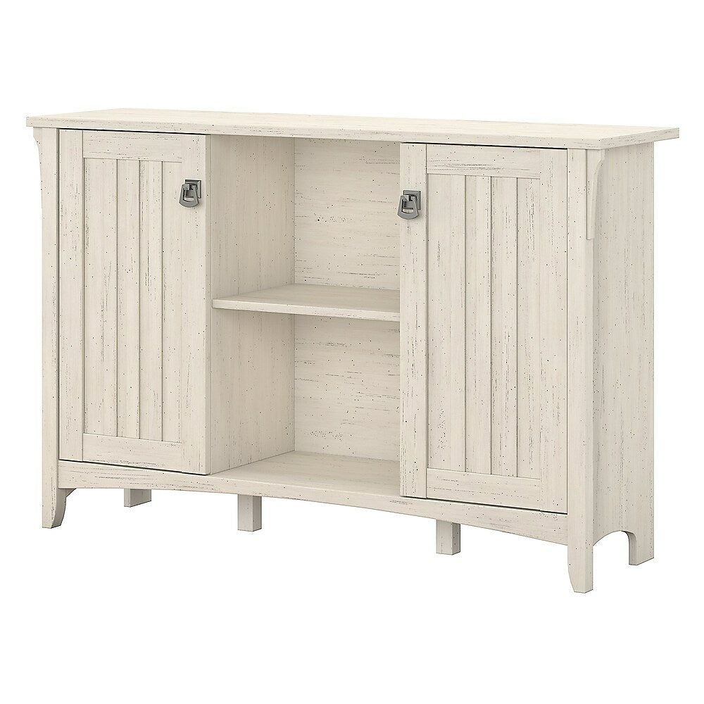 Image of Bush Furniture Salinas Storage Cabinet with Doors, Antique White (SAS147AW-03)