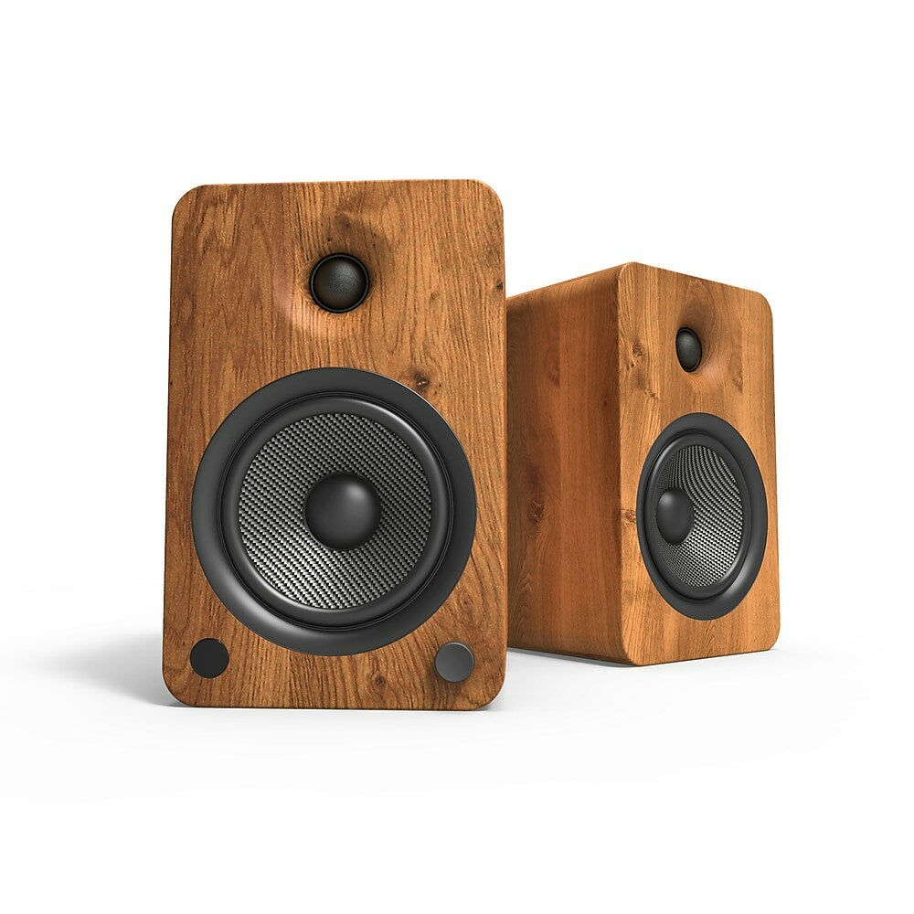 Image of Kanto YU6 200W Powered Bookshelf Speakers with Bluetooth and Phono Preamp - Walnut, Brown