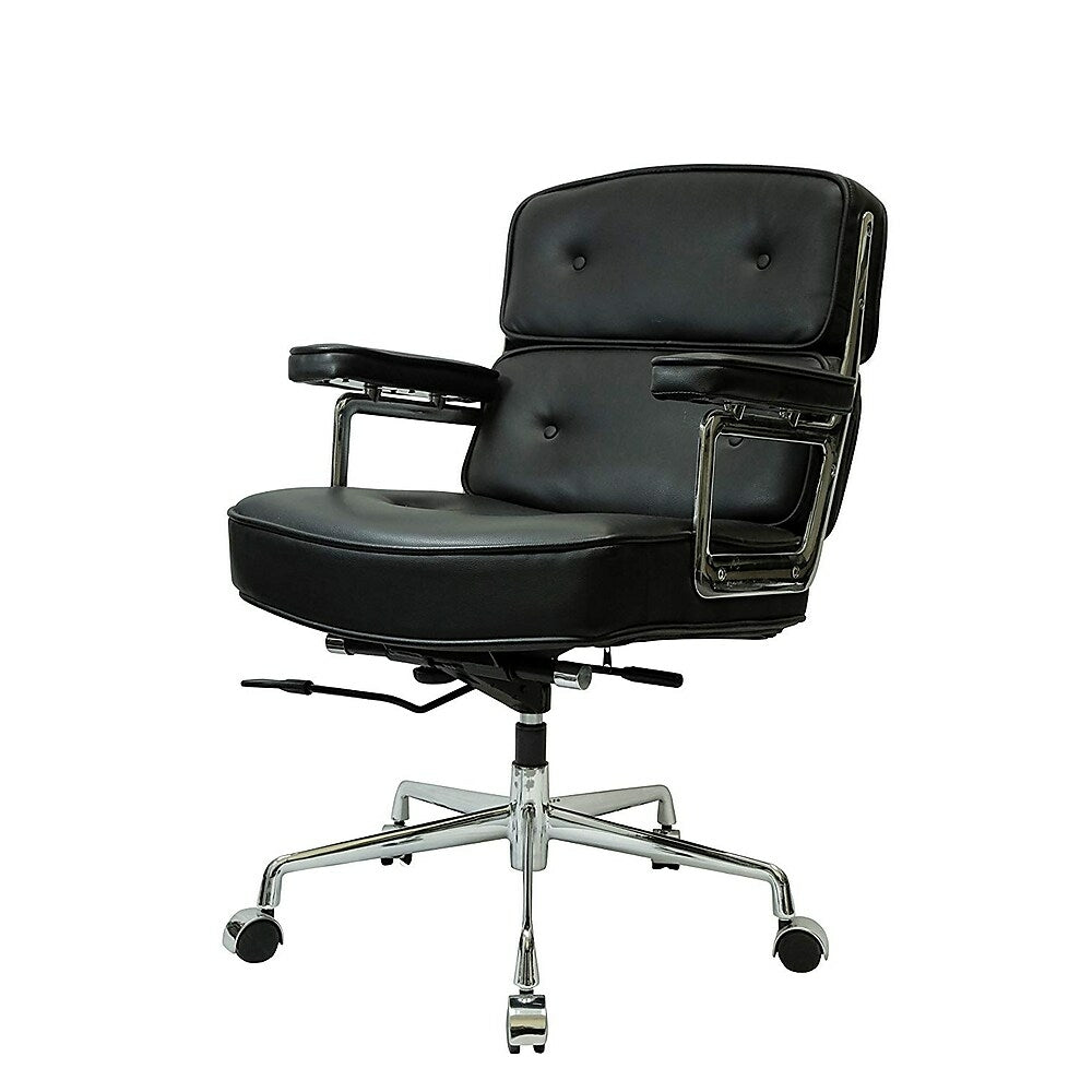 Image of Nicer Furniture Eames Style Executive Office Chair Genuine Leather, Black