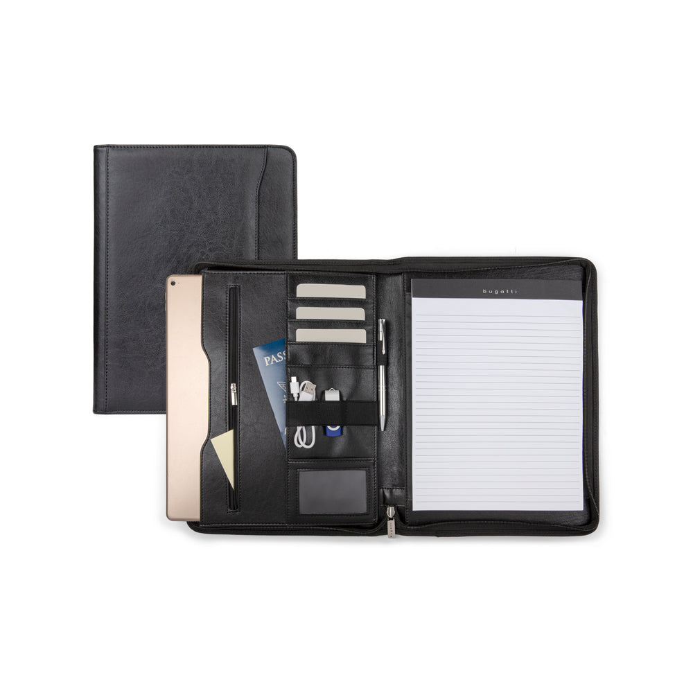 Image of Bugatti Writing Case, Synthetic Leather, Black