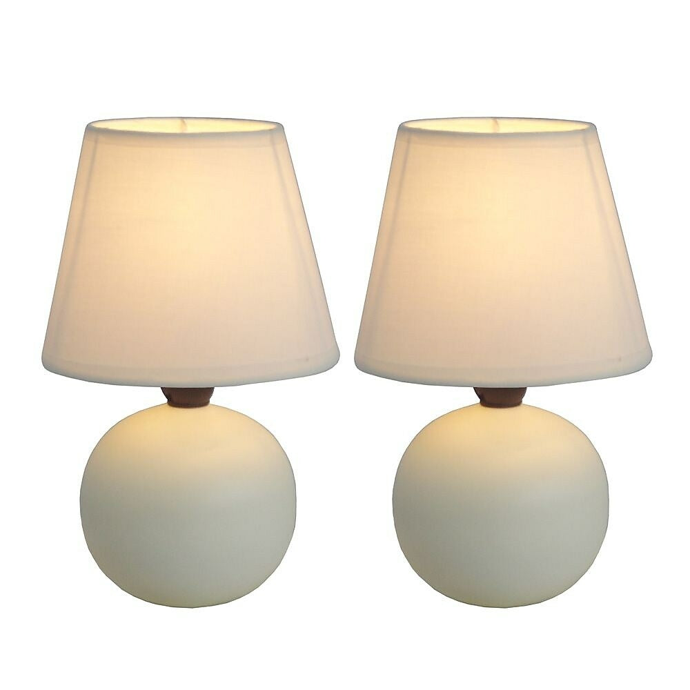 Image of Simple Designs Incandescent Mini Table Lamp Set, Off-White (LT2008-OFF-2PK)