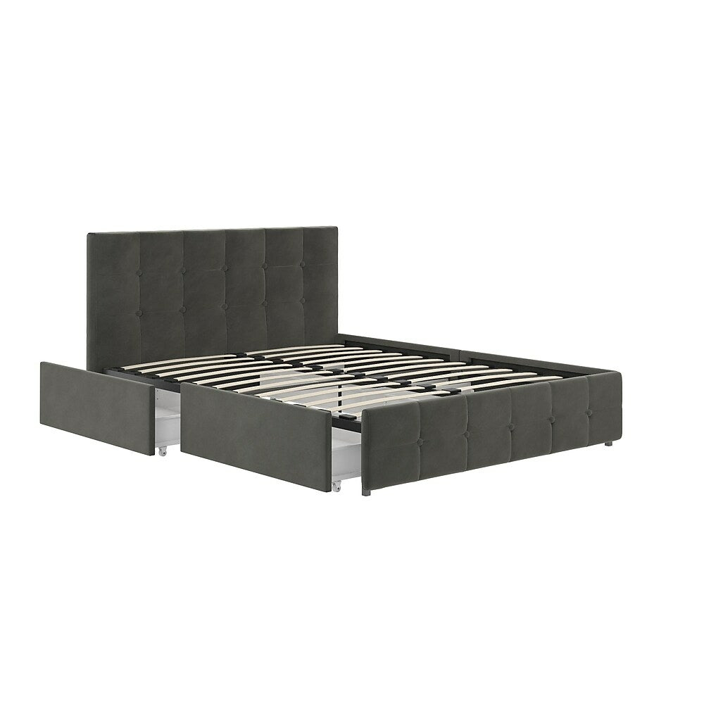 Image of DHP Rose Upholstered Bed with Storage - Grey Velvet - Queen