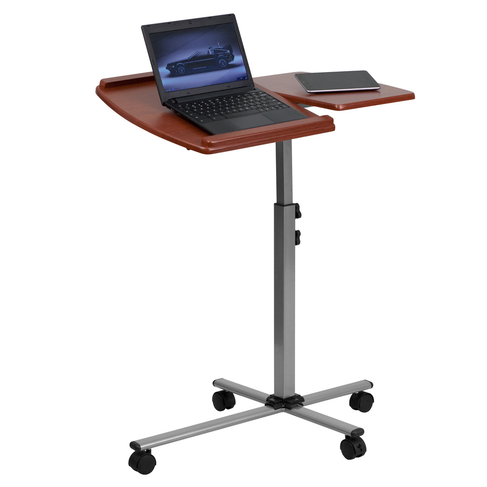 Image of Flash Furniture Angle & Height Adjustable Mobile Laptop Computer Table with Cherry Top