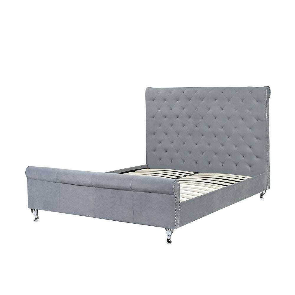 Image of Brassex Victoria Queen Platform Bed, Grey