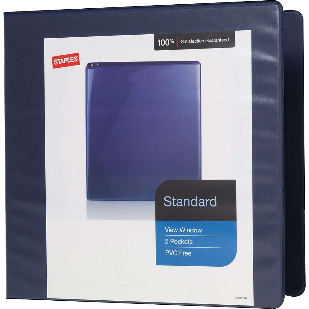 Image of Staples Standard View Binder with D-Rings - 3" - Blue