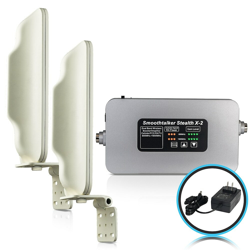 Image of Smoothtalker Stealth X2-70dB High Power Cell Phone Signal Booster Kit, Home/Building, Covers up to 18000 sq.ft