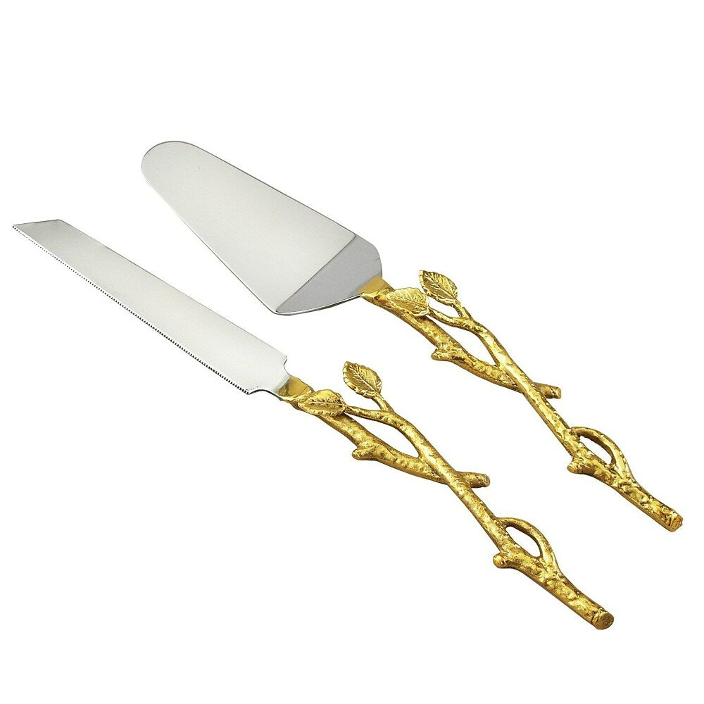 Image of Elegance Golden Vine Cake Server & Knife Set