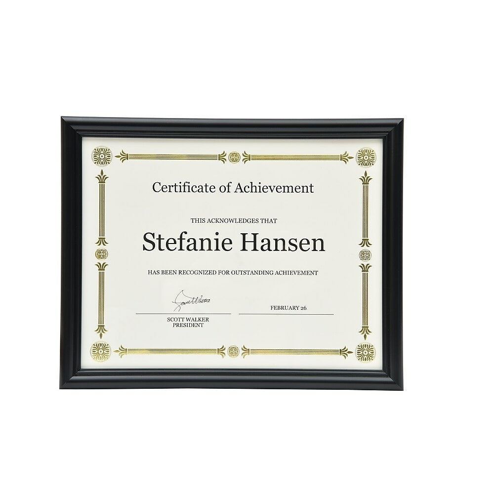 Image of First Base Recognition Certificate Frame, 8-1/2" x 11", Glossy Black