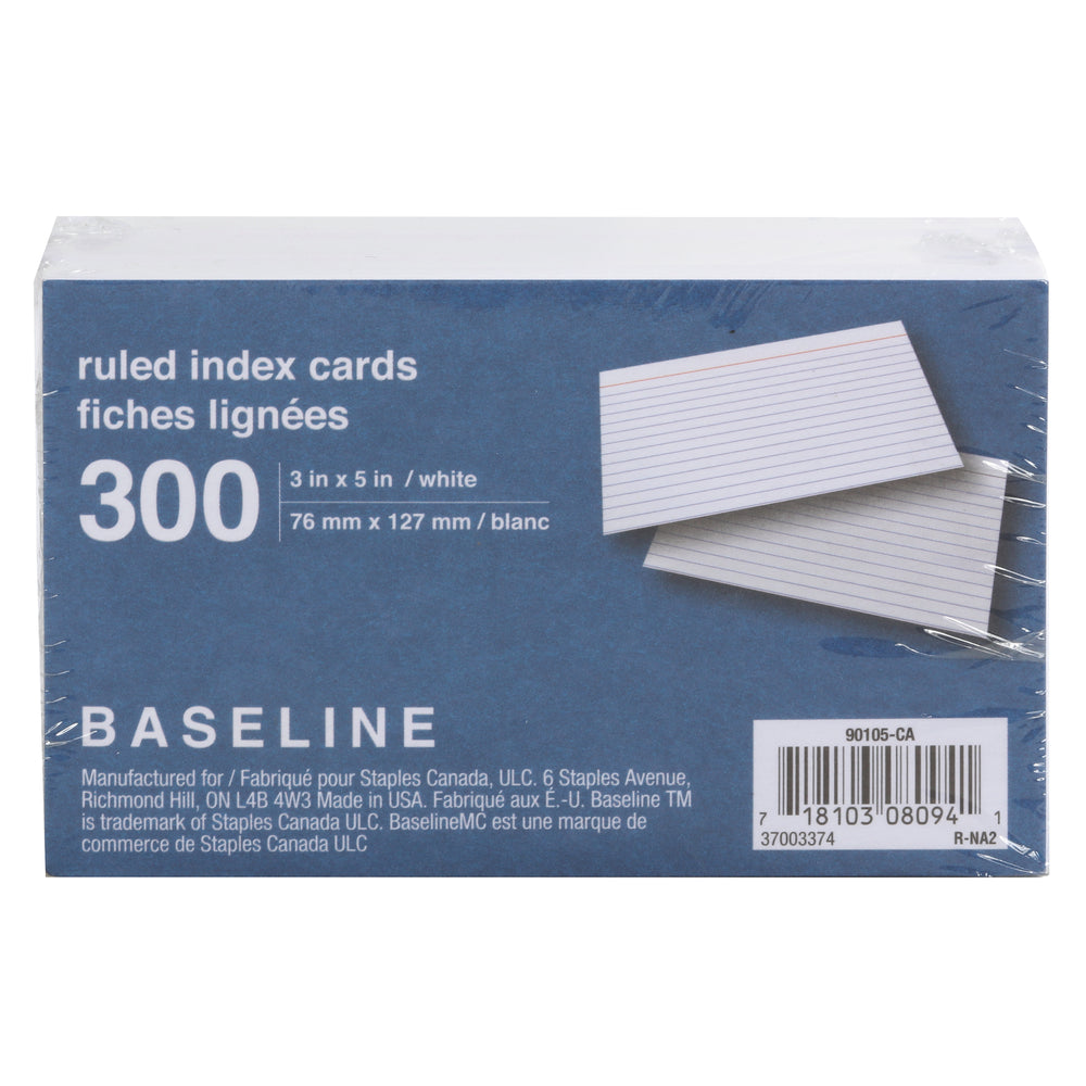 Image of White Ruled Index Cards - 3" x 5", 300 Pack