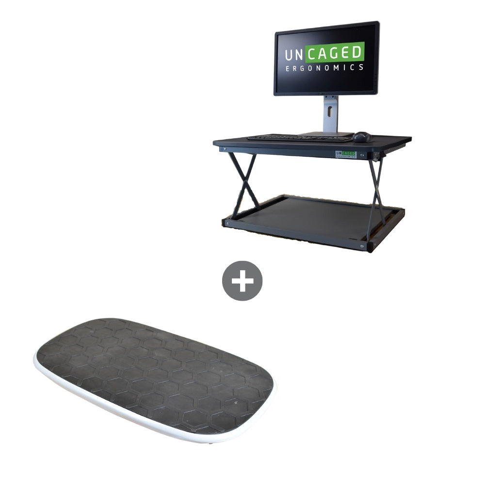 Image of Uncaged Ergonomics CHANGEDesk Mini Desk Riser for Laptops with BASE Balance & Stability Board (CDMMBASE), Black