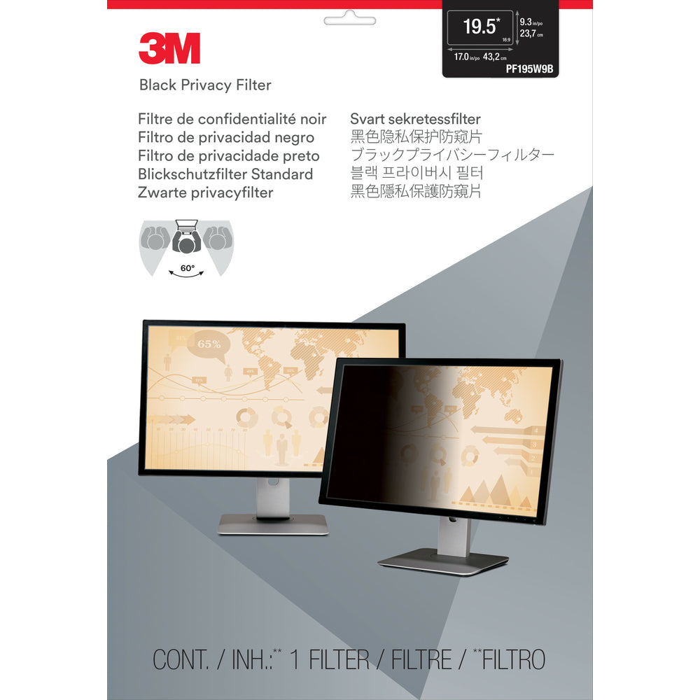 Image of 3M Privacy Filter for 19.5" Widescreen Monitor - PF195W9B - 19.5" Monitor