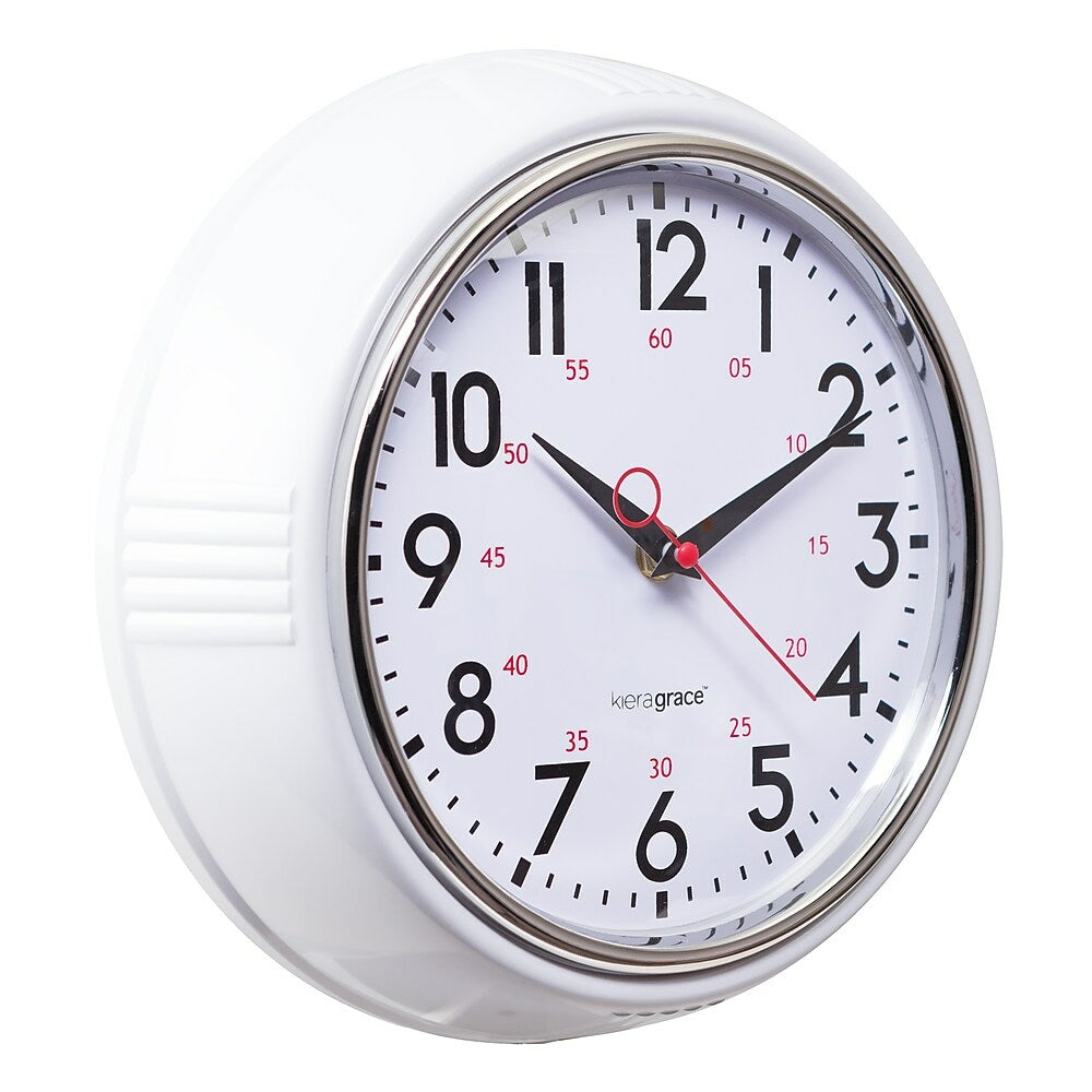 Kieragrace Retro 95 Chrome Wall Clock White Staplesca