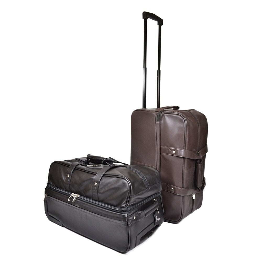 Image of Royce Leather Rolling Trolley Duffle Bag, Black