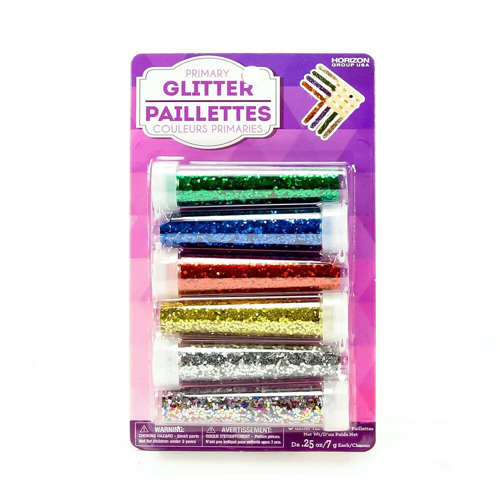 Image of Horizon Group USA Basic Colour Glitter Shakers, 6 Pack (63661)