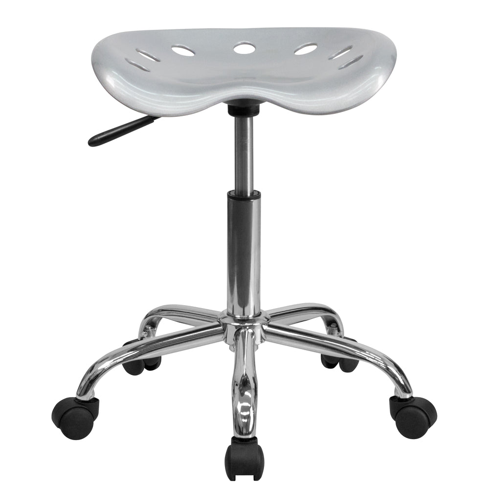 Image of Flash Furniture Vibrant Silver Tractor Seat & Chrome Stool, Grey