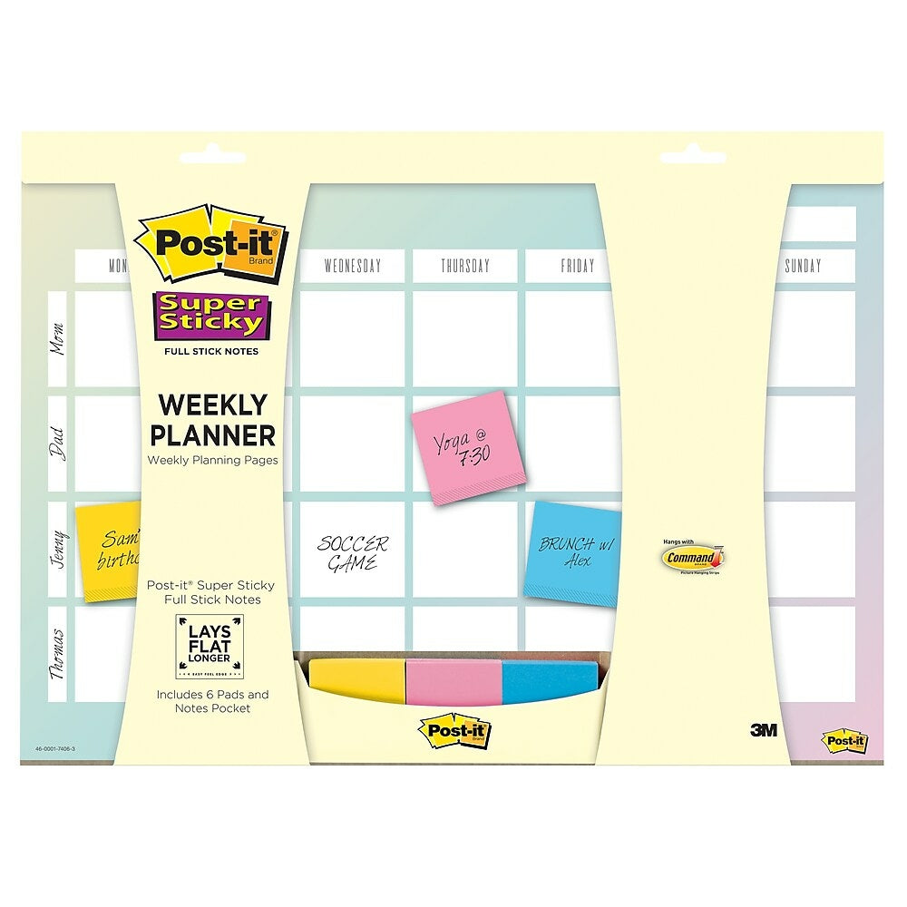 Image of Post-it Super Sticky Weekly Planner - 17-15/16" x 11-15/16", Assorted
