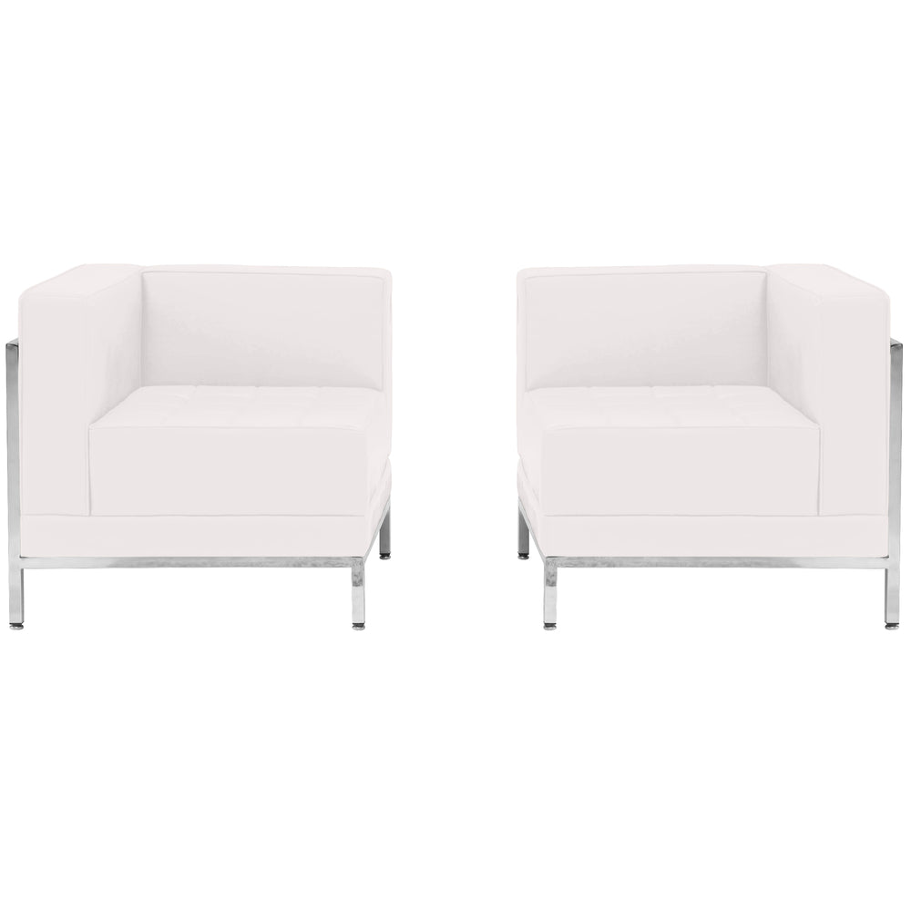 Image of Flash Furniture HERCULES Imagination Series Melrose LeatherSoft 2 Piece Corner Chair Set - White