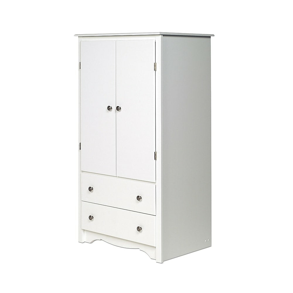 Image of Prepac Monterey Composite Wood 2 Door 2 Drawer Armoire - White