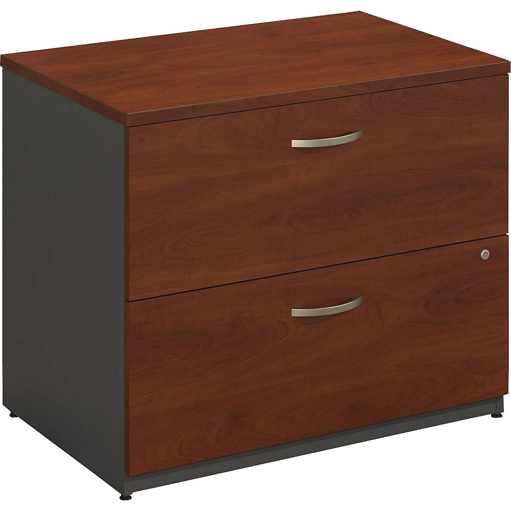 Image of Bush Business Furniture Westfield 36"W 2 Drawer Lateral File Cabinet, Hansen Cherry/Graphite Grey (WC24454C)