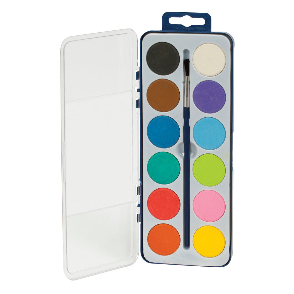 Image of Merangue 12 Colour Dry Cake Paint Set with Brush