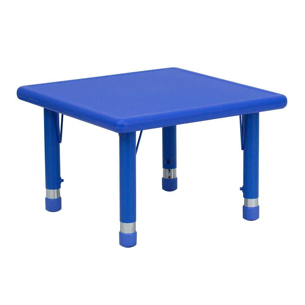 Image of Flash Furniture 24" Square Blue Plastic Height Adjustable Activity Table