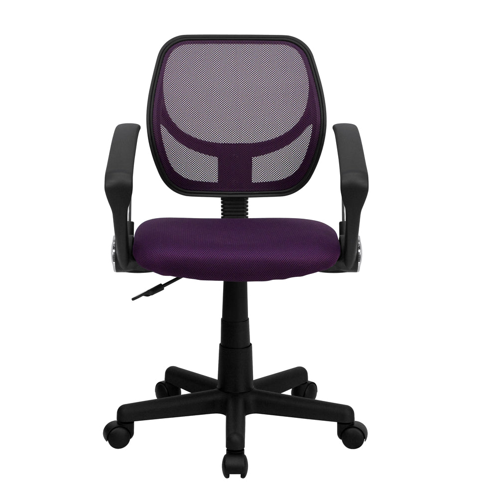 Image of Flash Furniture Mid-Back Mesh Swivel Task Chair with Arms - Purple