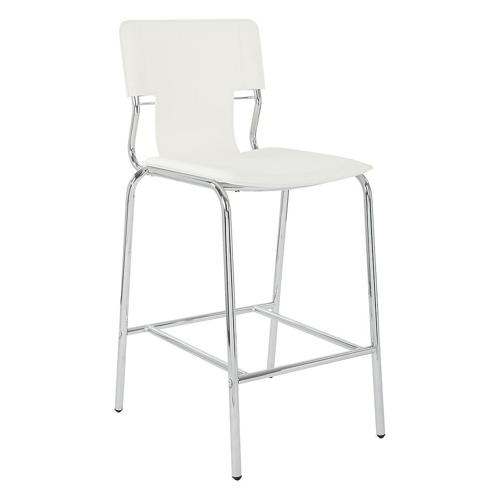 Image of Avenue Six 26" Dorado Vinyl with Chrome Base Counter Stools, White, 2 Pack