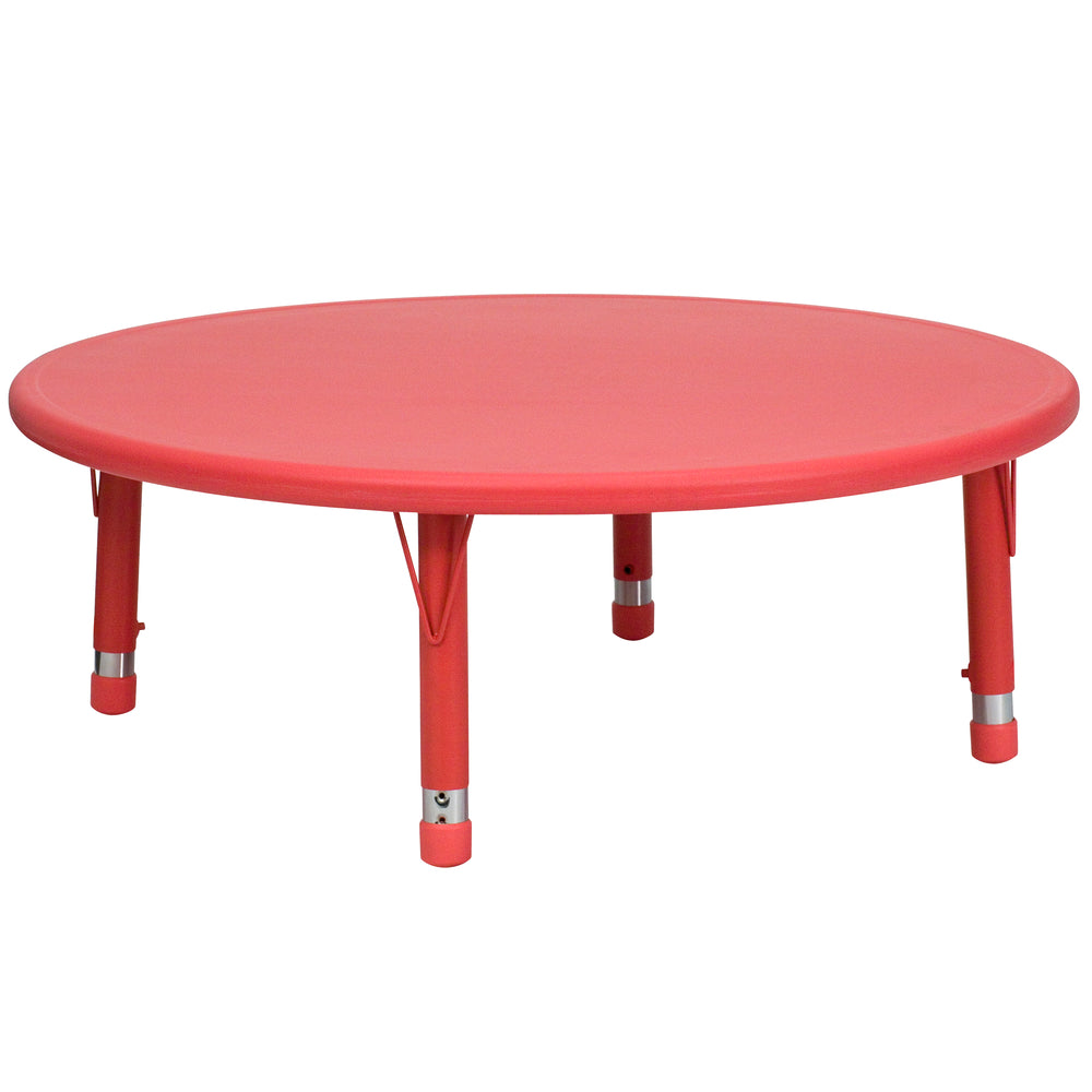 Image of Flash Furniture 45" Round Plastic Height Adjustable Activity Table - Red