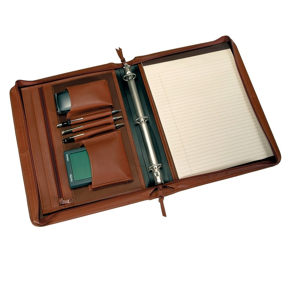 Image of Royce Leather Deluxe Convertible Zip Around Binder Padfolio, Tan