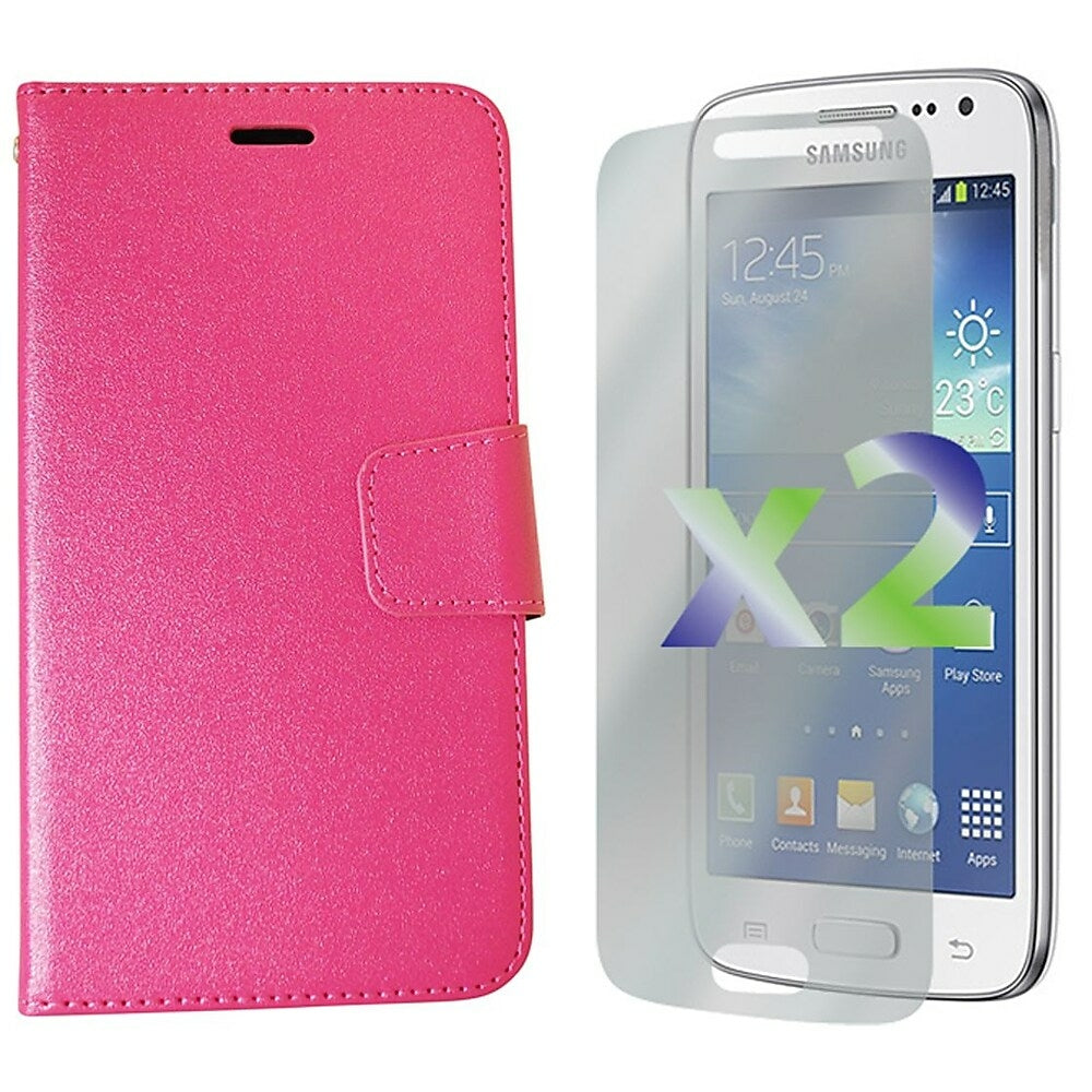 Image of Exian Leather Wallet Case for Samsung Galaxy Core LTE - Pink