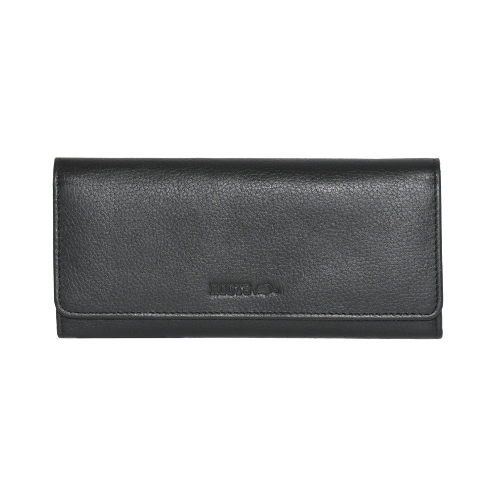 Image of Roots Slim Leather Clutch Wallet - Black